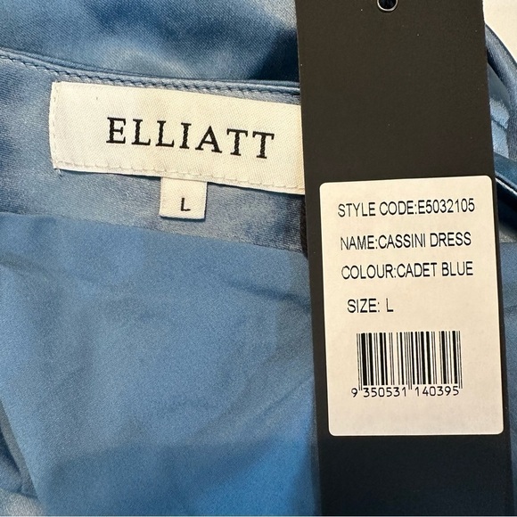 Elliatt Cassini Dress Cadet Blue One Shoulder Satin Wedding Prom Cocktail Formal - Picture 8 of 9